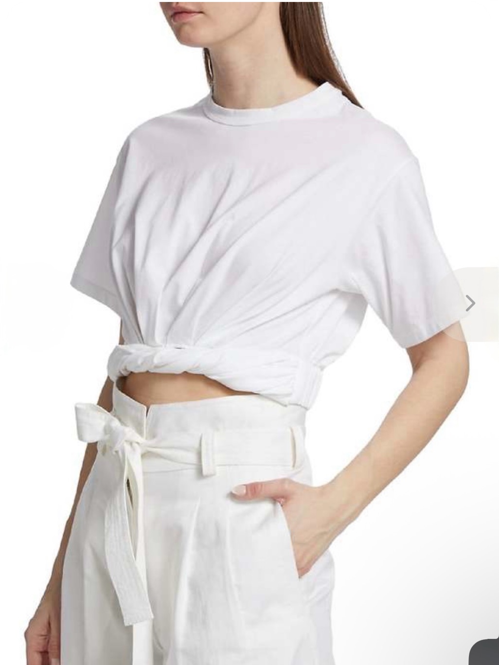 A.L.C. Mimi Cotton Jersey Tee - White Women's White Knot-Front Tee Sz Xl Nwt